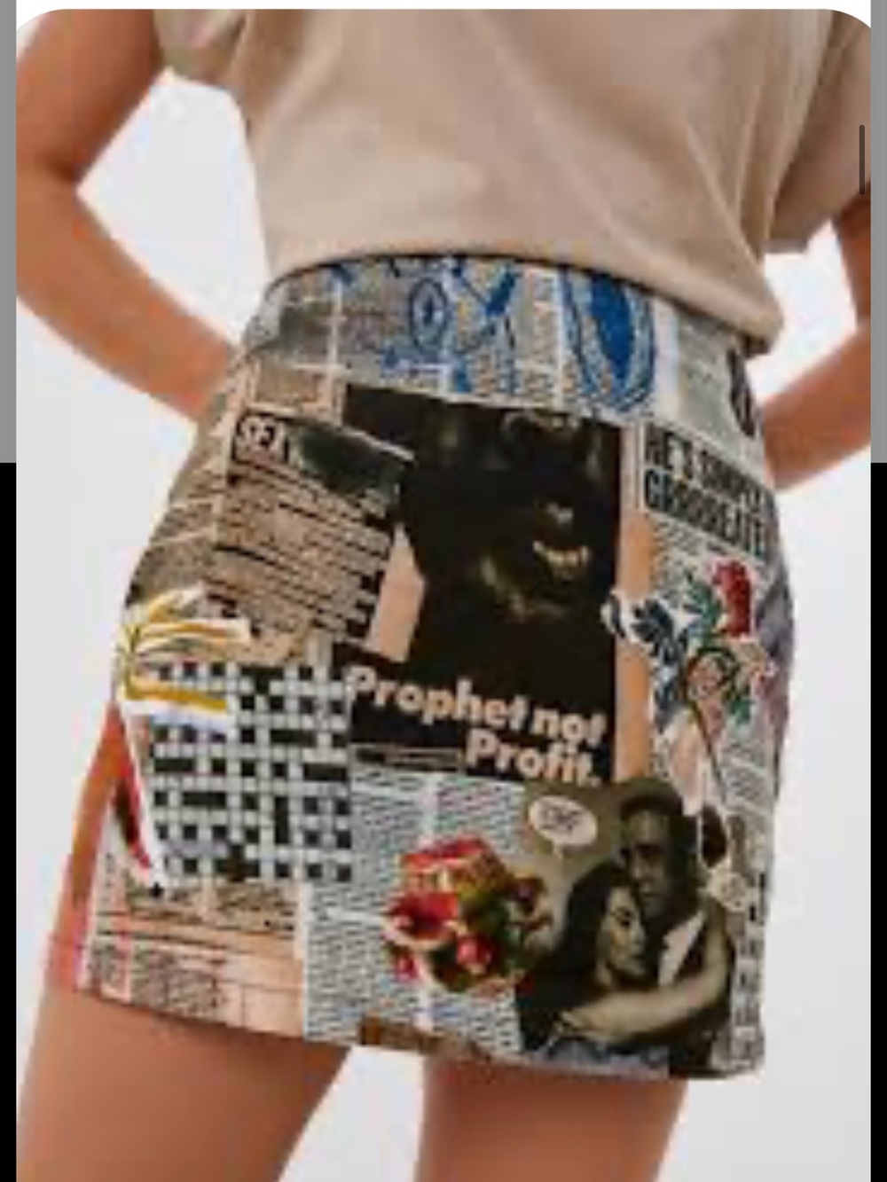 Desigual Multicolor Newspaper Collage Mini Skirt